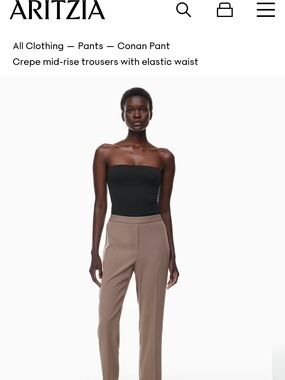Aritzia Conan Crepe Mid-Rise Trousers In Sand/Beige